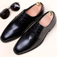 2019 Designer Handmade Fashion Shoes Luxury Wedding Party Genuine Leather Derby Brogue Dress Shoes Men Footwear