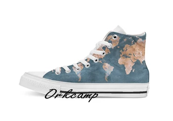 

world map 15 Custom Casual High Top lace-up Canvas shoes sneakers Drop shipping