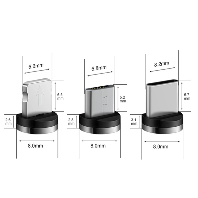 Round Magnetic Cable plug Type C Micro USB C 8 pin Plugs Fast Charging Adapter Phone Microusb Type-C Magnet Charger Plug