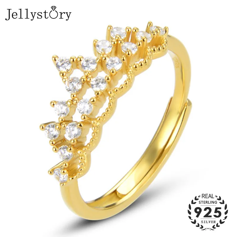 Модные открытые кольца Jellystory серебро 925 пробы ювелирные изделия в форме короны