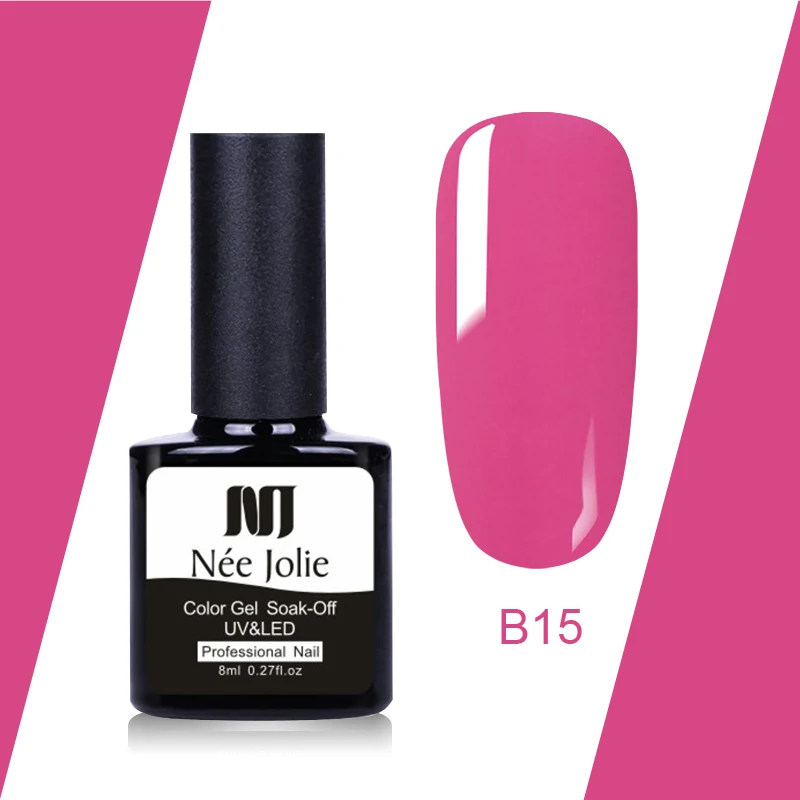 Одноцветный Гель-лак для ногтей NEE JOLIE, 8 мл, 20 розовых чистых цветов, светодиодный гель-лампа, личная гигиена, Одноцветный гель для ногтей - Цвет: B15