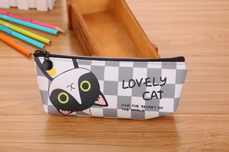Kawaii Новинка милый Кот черный пенал с героями мультфильмов PU пенал, сумочка для ручек школьные канцелярские ручки сумка для монет для девочек мальчиков студентов