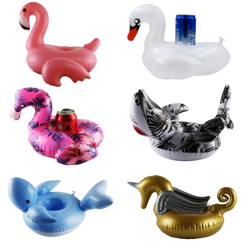 Ins Hot Flamingo Cup Holder for Pool Whale Inflatable Drink Holder Float Swimming Ring Beverage Beer Holder Water Sport Party