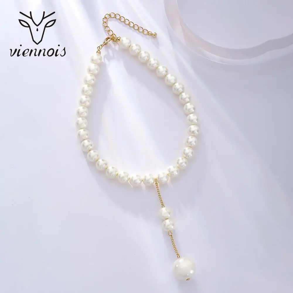 Viennois Новое круглое колье из искусственного жемчуга ожерелья для женщин имитация