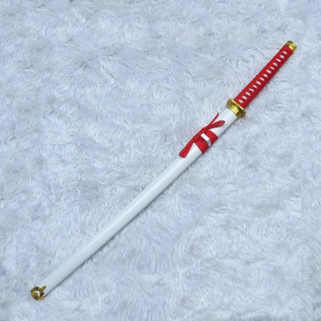 Деревянный игрушечный меч Косплэй анимации окрестности чёрно-красно-белого цвета, платье с рукавом три-цвет имитация самурая Ножи подарок мужчине - Цвет: Белый
