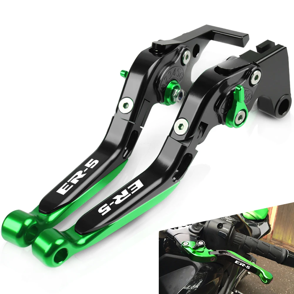 Motorcycle Adjustable Folding Brake Clutch Levers Handlebar Hand Grips ER-5 ER5 ER 5 2004-2005 For Kawasaki 2004 2005 | Автомобили и