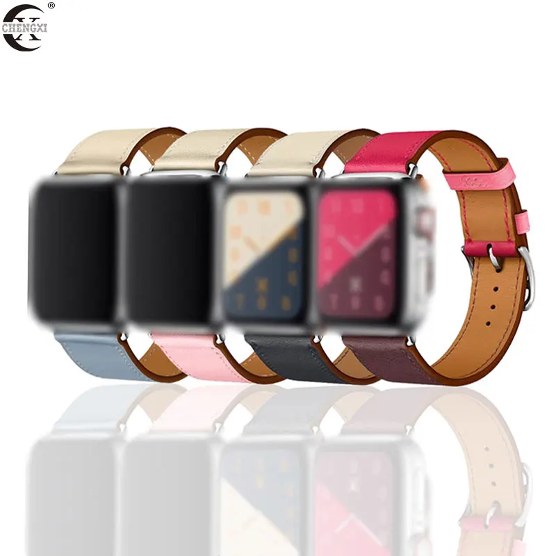 Leather loop Band for Apple watch 4 5 40mm 44mm High quality Sports Strap Single Tour Bracelet iWatch 42mm 38mm Series 3 2 1 | Наручные