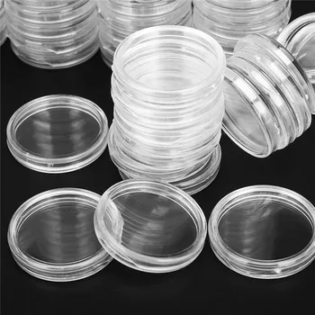 

100Pcs/Set Cllear 25mm Coin Cases Capsules Holder Applied Clear Portable Round Storage Box Storage Coins Transparent Protection
