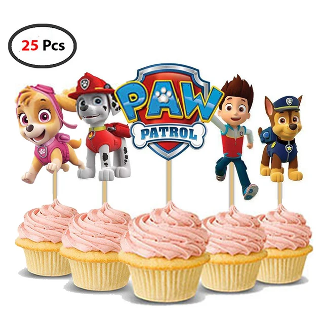 Paw Patrol Birthday Party Balloons Toy Birthday Banner For Kids Boys Girls Party Decoration Paper Cup Plate Tableware Supplies 25PCS Small insert