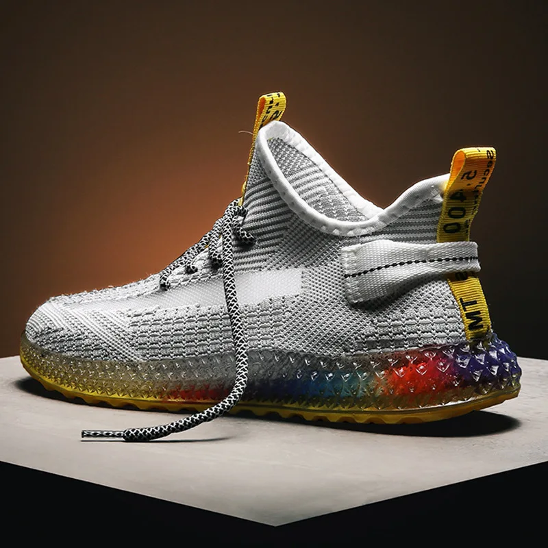 

New Men 4D Print Flying Weave Man Shoes lightweight walking sneakers Color Fruit Frozen Bottom Shoe Hombre Breathable zapatillas