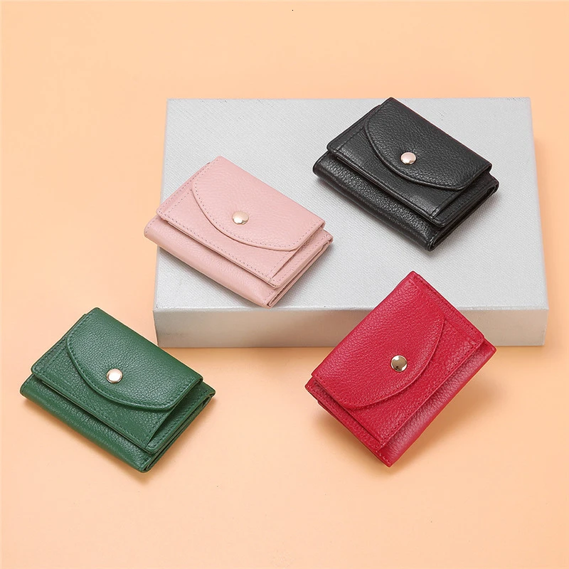 

Mini Cow Leather Wallet Women Purse Female Short Mini Wallets Korean Purse Female Small Wallet For Women Coin Purse Card Holder