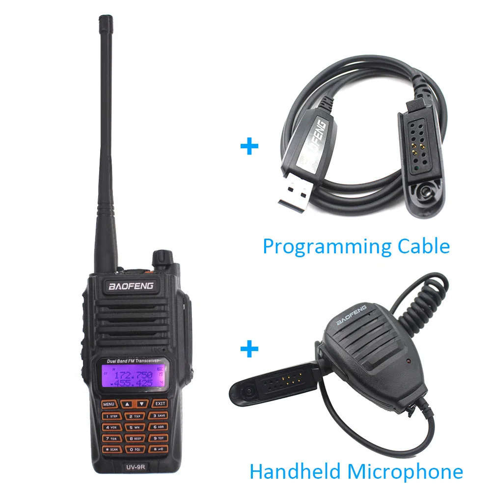 Cable Microphone Baofeng UV-9R рация IP67 водонепроницаемый двухдиапазонный 136-174 МГц и 400-520 МГц радиоприемник - Цвет: Cable Microphone