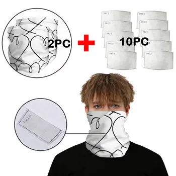 

2 Pack Bandana with 10Pcs PM2.5 Filters Bulldog Print Neck Gaiter Face Cover