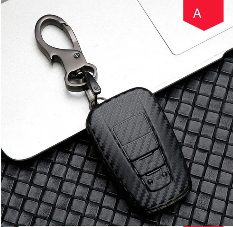 Чехол для ключей из углеродного волокна для Toyota Land Cruiser Prado Camry Prius, Crown CHR C-HR Fortuner Land Cruiser 200 LC200