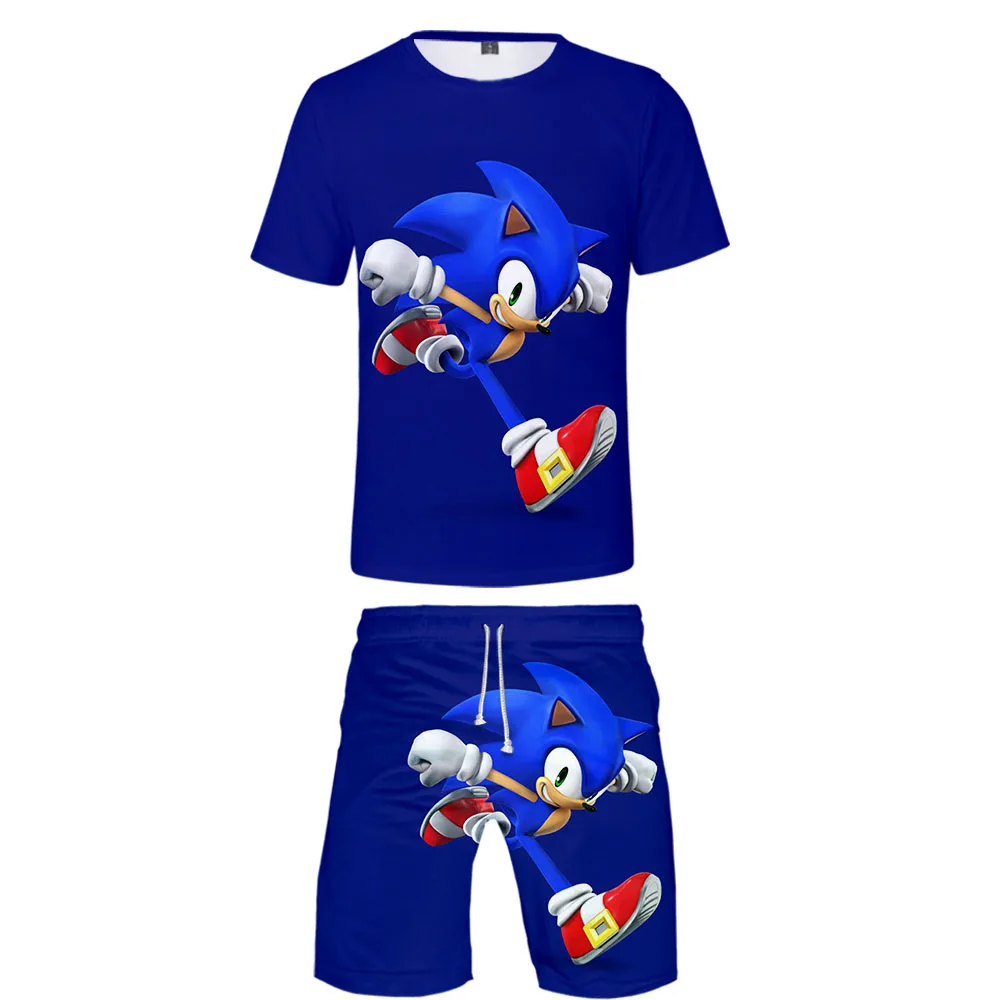 Sonic The Hedgehog с 3D принтом для женщин/мужчин комплект из двух предметов Модный летний укороченный топ+ шорты Лидер продаж kpop уличная одежда