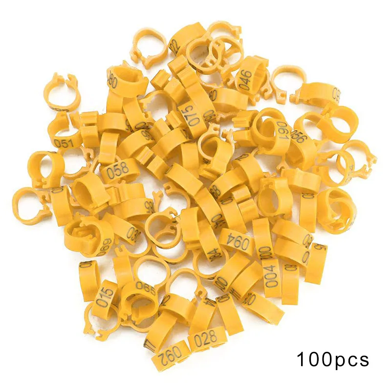 Горячие 100 шт пронумерованные кольца для лап 8 мм ножные кольца для кур голубей 001-100 FQ-ing - Цвет: Yellow