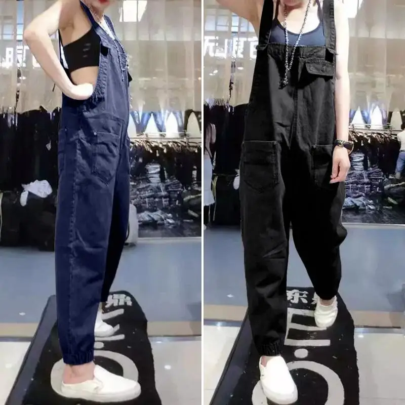 ZANZEA 2020 Women's Denim Blue Jumpsuits Vintage Sleeveless Suspender Overalls Casual Playsuits Female Rompers Solid Harem Pants