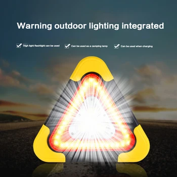 

2020 Car Warning Light Safety Tripod Triangular Solar LED Emergency COB Rechargeable Strong Floodlight Car Accessories 6400 MA