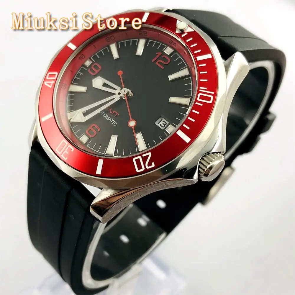 

41mm new men's top luxury mechanical watch silver case sapphire glass luminous rubber strap men's automatic watch
