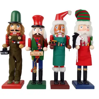 

38CM Christmas Nutcracker Puppet Ornaments European Traditional Wooden Crafts Classic Nutcracker Christmas Desktop Decor Gifts