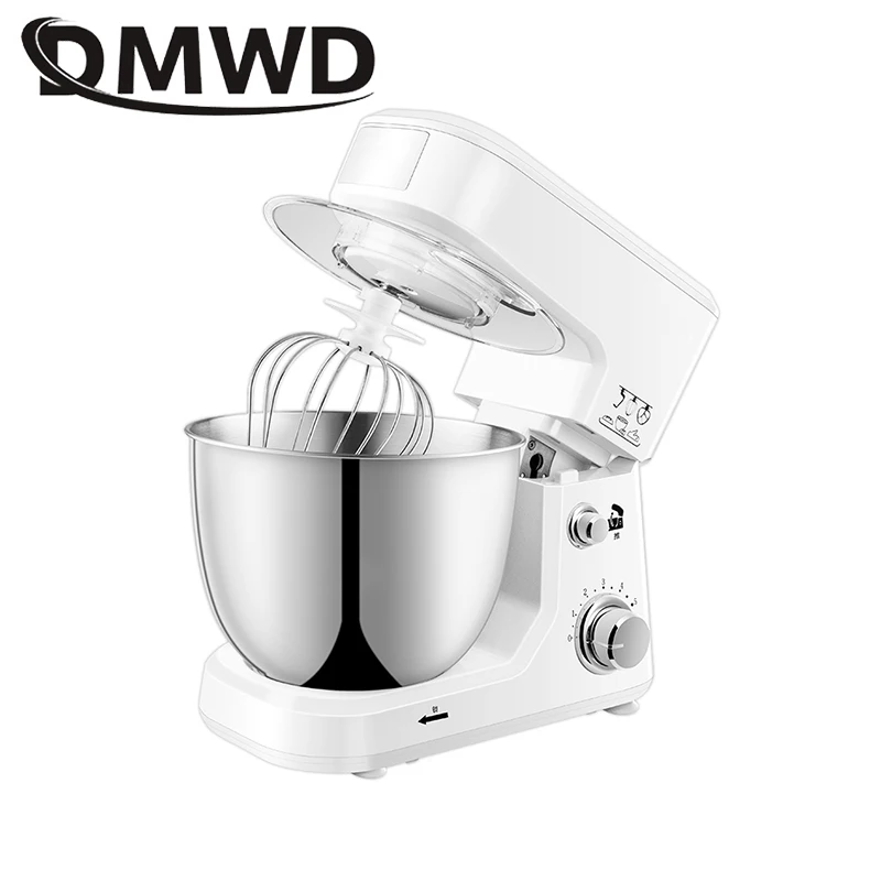 JIQI 4L Stainless Steel Bowl Electric Stand Food Mixer Cream Blender Knead Dough Cake Bread Chef Machine Whisk Eggs Beater EU US