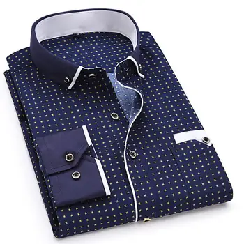 

Camisa de manga larga con estampado de moda para hombres, estilo ajustado 5XL