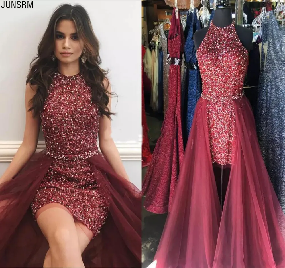 sparkly-maroon-red-short-jumpsuits-prom-dresses-jewel-neck-sleeveless-crystal-beading-sheath-tulle-overskirt-cocktail-party-pageant-dresses
