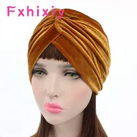 New Muslim Women Stretch Solid Velvet Turban Hats Chemo Beanie Bandana Scarf Head Wrap Cover Cap Hair Loss Accessories 1