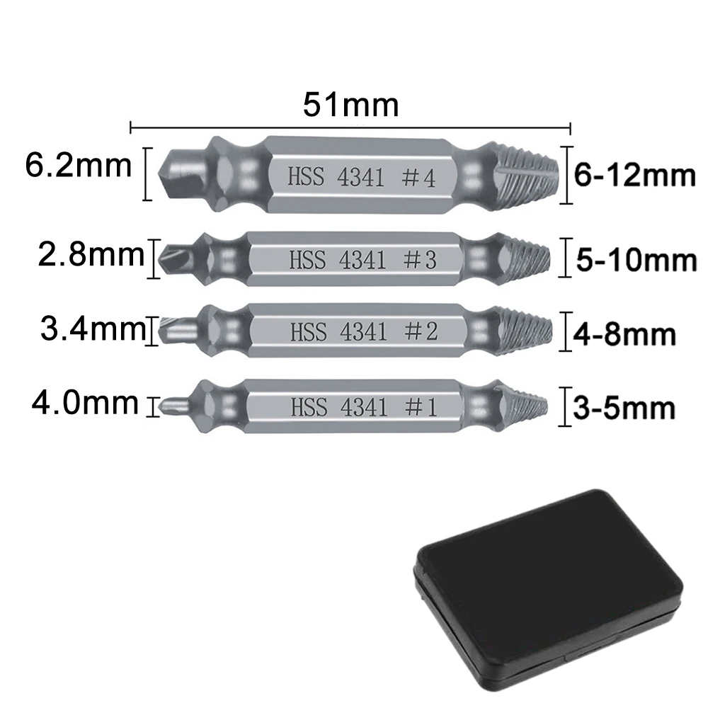 left handed drill bit 4/5/6 PCS Damaged Screw Extractor Drill Bit Set Take Out Broken Screw Bolt Remover Extractor Stripped Easily Demolition Tools 6 tool combo kit