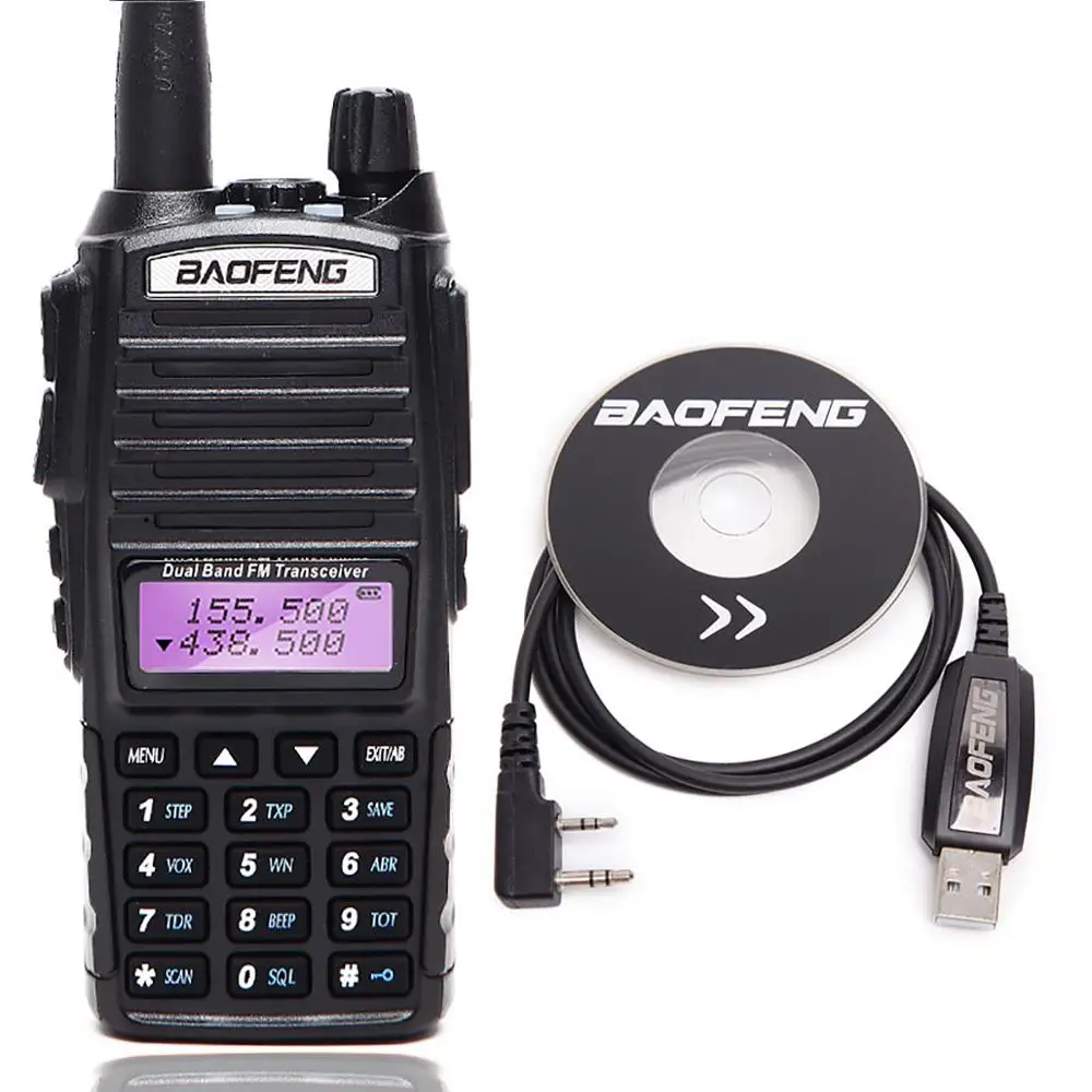 add usb cable BaoFeng UV-82T трехдиапазонный 136-174/220-260/400-520 МГц WalkieTalkie портативный любительский радиоприемник с двойной антенной PTT 220 МГц - Цвет: add usb cable