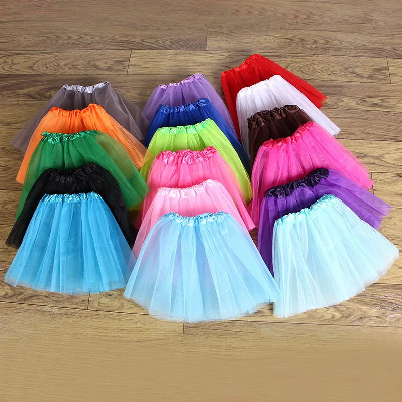 Three-layer pettiskirt show performance dance short half-length mesh tutu skirt children's stage skirt baby skirt casual