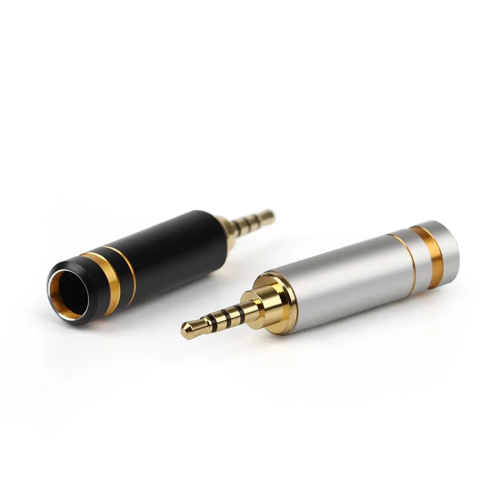 10PCS Earphone Jack 2 5mm Audio Connector 4 pole Copper Gold Rhodium Plating Headphone Solder Adapter 2 5mm Balanced Cable