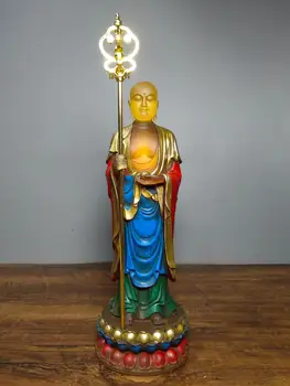 

Home Decor 12" Tibet Buddhism Temple Old Liuli Paint color Ksitigarbha Buddha statue Bongfotang Buddha Statue Four Bodhisattvas