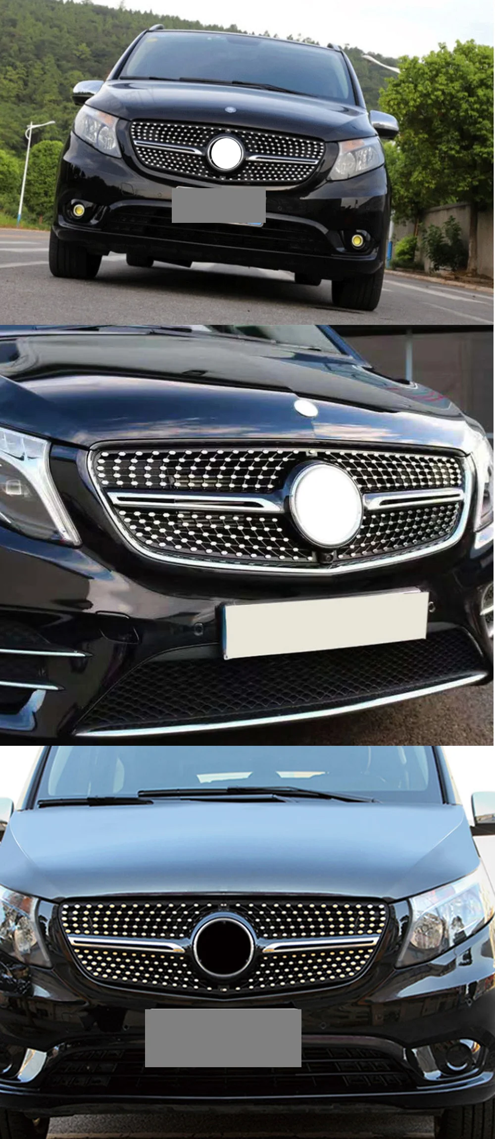 Для Mercedes V class W447 алмазные грили vito V260 V250 гоночная решетка-18 без эмблемы