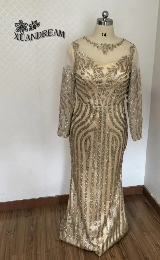 Торжественное платье для dinne; вечерние платья; abiti cerimonia vestido sereia; платье для особых случаев с длинными рукавами; шикарные вечерние платья - Цвет: gold
