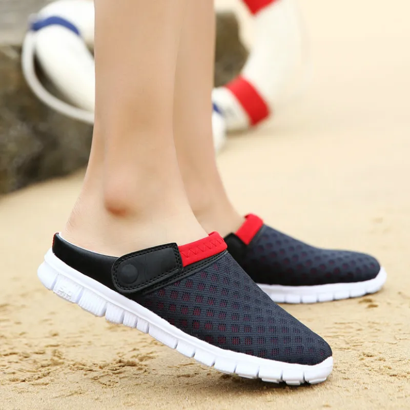 WEH Мужская обувь из сетчатого материала пляжные сандалии тапочки Дачная для мужчин на нескользящей подошве