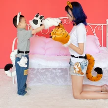 Halloween Plush Cartoon Animals Costume Toy Plush Tiger paw/ tail /head band / Stuffed Animals Tiger Leopard Dolls Kids Cosplay