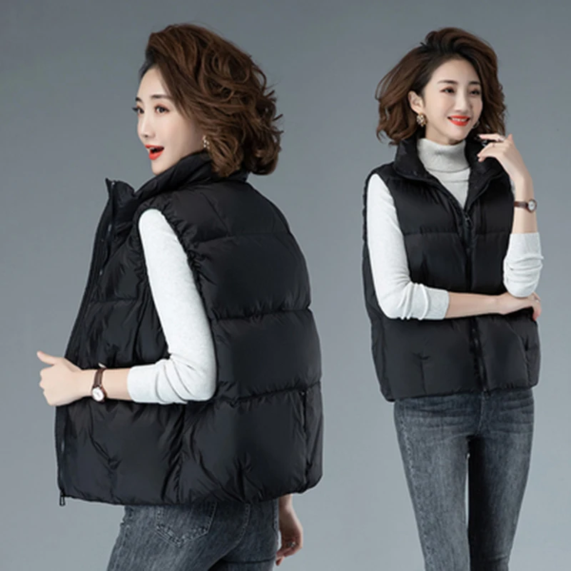Winter Down Vest Women Short Vest Windbreaker Lightweight Body Warmer Waistcoat Female White Duck Down Coat Sleeveles Jacket New
