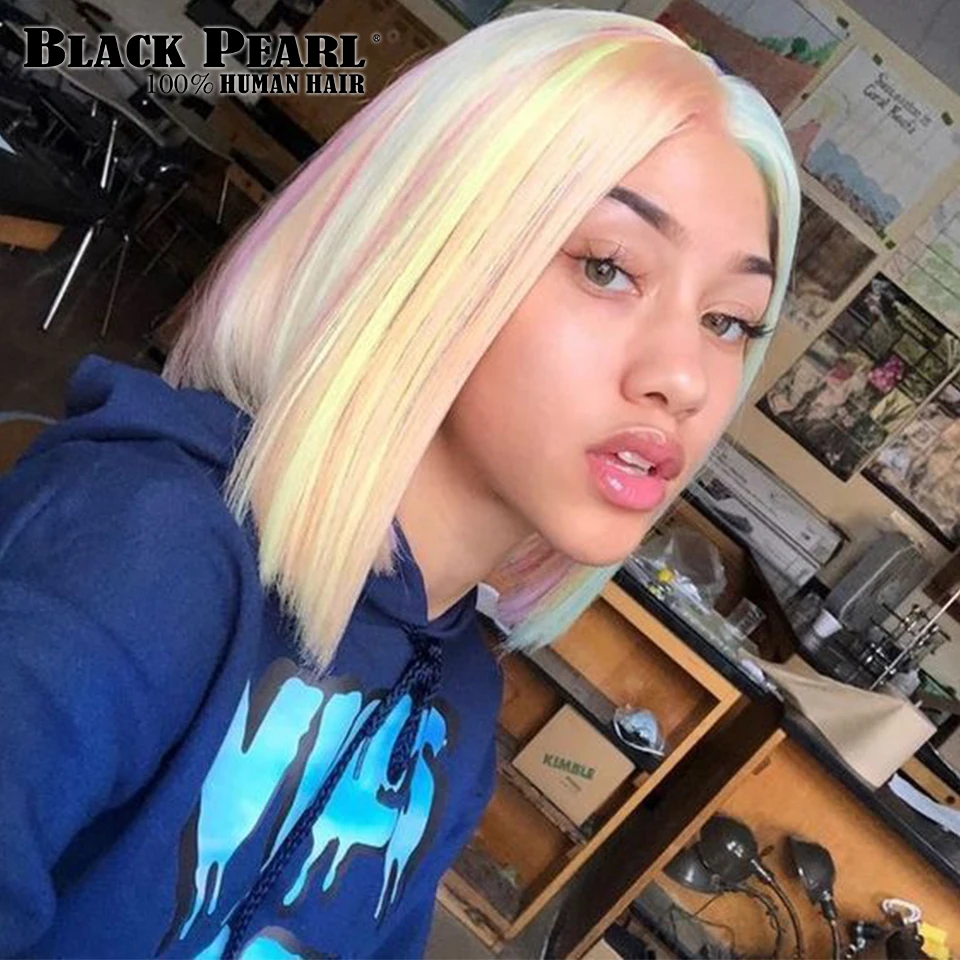 Negro Encaje De Perlas Frente Pelucas De Cabello Humano 613 Rubio Miel Bob Corto Recto Pelucas De Encaje Brasileno Remy Pelo Humano Con Corte Bob Pelucas Pelucas Con Parte De Malla Aliexpress