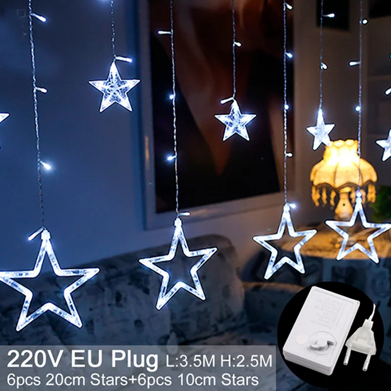 EU Light HUIRAN 20 светодиодный светильник-гирлянда со снежинками, рождественские украшения, декор для елки, рождественские украшения для дома Navidad Noel - Цвет: EU Light
