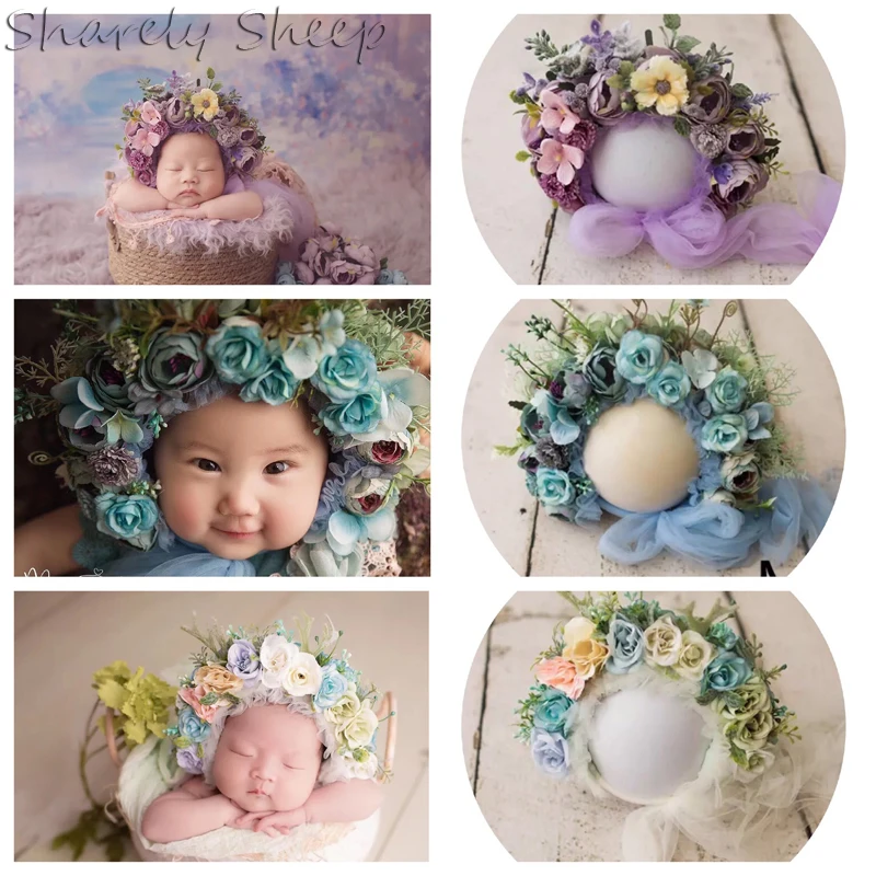 

Newborn Baby Girl Simulation Flower Hat Photography Props Infant Kids Cap Baby Photo Shoot Posing Hats foto shooting Accessories