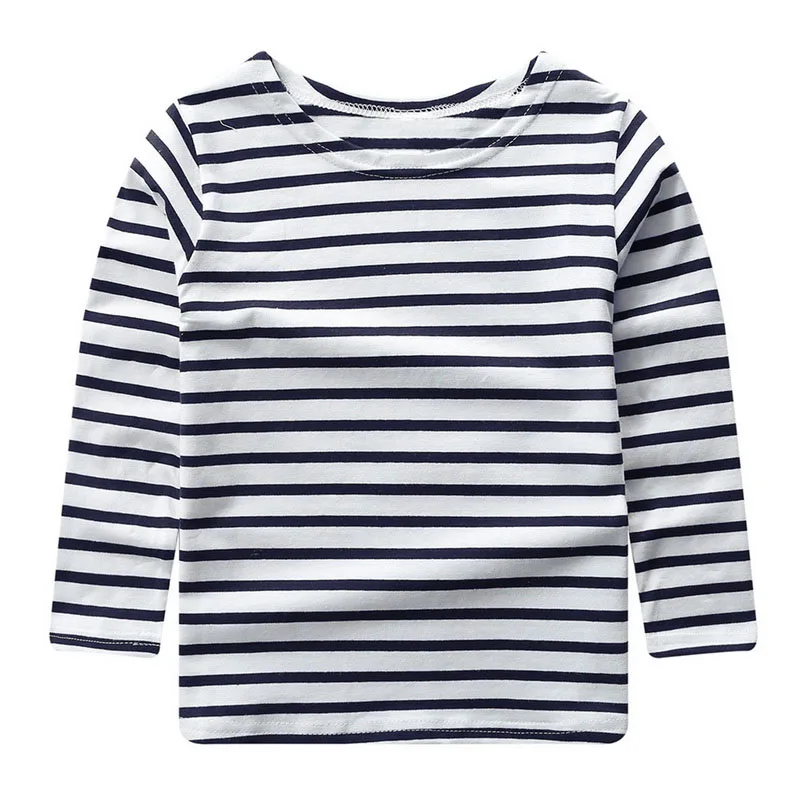 Blue Girls T-shirt Kids clothes Children T-shirts striped Long Sleeve Cotton Tops Tee Baby boys Girls blouse for girls Clothes tees - Цвет: Blue