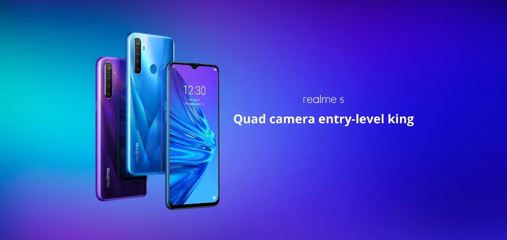 Мобильный телефон Realme 5 с глобальной версией, 3 ГБ, 64 ГБ, 6,5 мАч, четырехъядерный процессор Snapdragon 665, четыре ядра, отпечаток пальца, Android 9,0, 4G