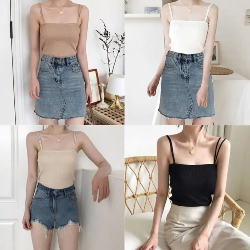 Женский трикотажный жилет в рубчик однотонный Повседневный тонкий без рукавов