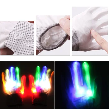 

1 Pair Fiber Optic Flashing Gloves Colorful Luminous LED Gloves for Dance Parties KTV Kids Halloween Christmas Glowing Toy Props