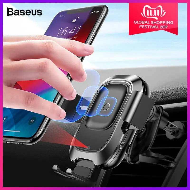 

Baseus Infrared Qi Wireless Charger For iPhone 11 Pro Max Xiamo mix 3 Car Holder Fast Wirless Charging Air Vent Car Mount Stand