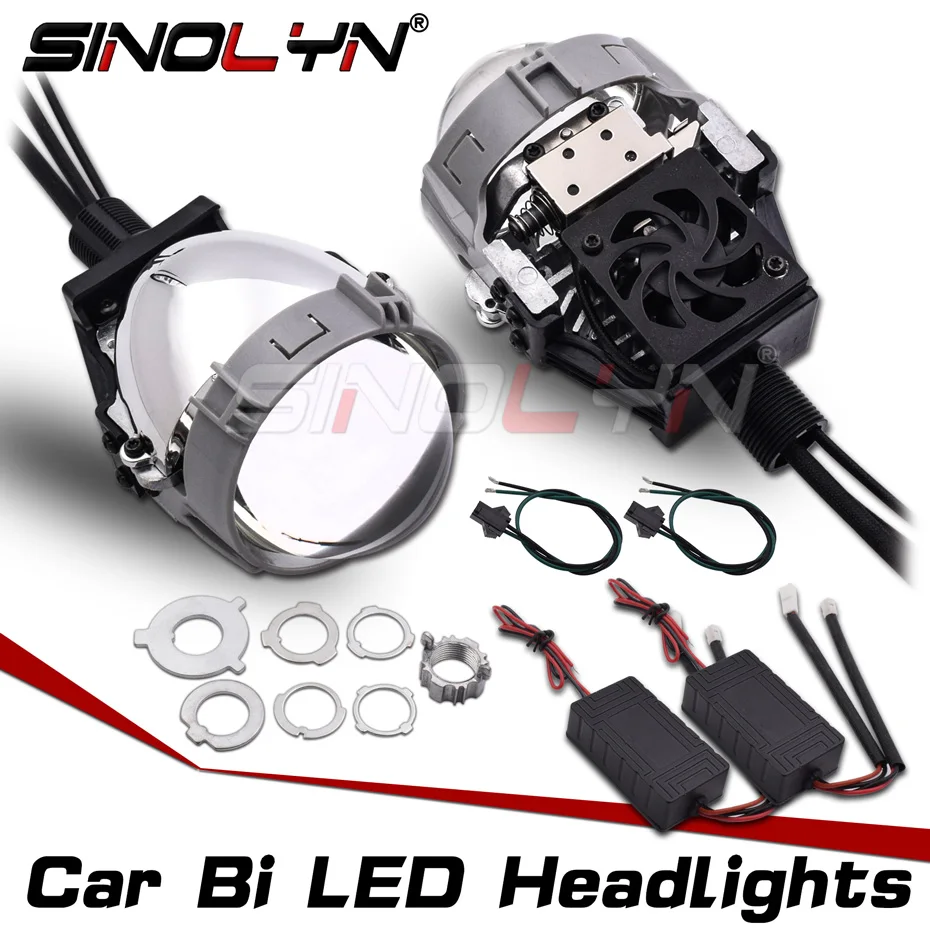  SINOLYN 2.5'' Bi-led Lens Projector Lenses In Headlights H7 H4 H1 9005 9006 LED Light Bulbs Car Acc - 4000166266860