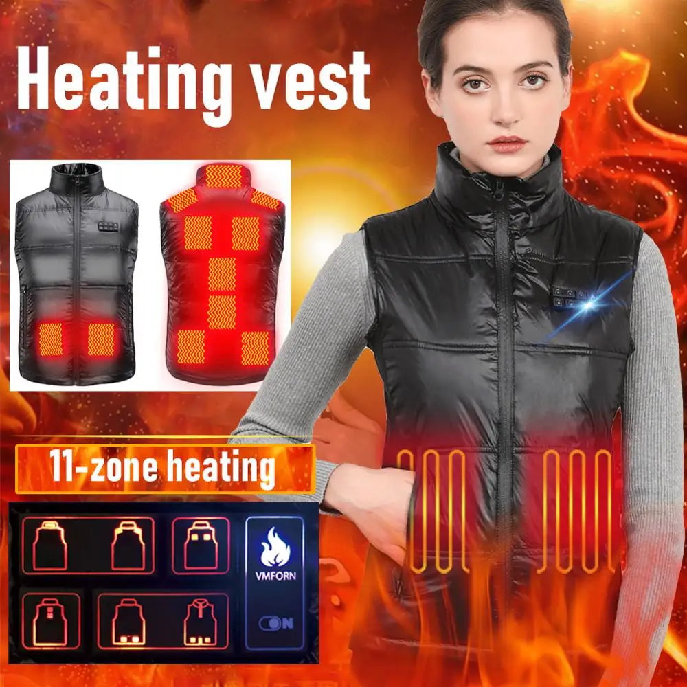 

2020 11 Areas Heating Vest Intelligent Temperature Control Electric Full Body Charging Vest Down heated Jacket Women Winter