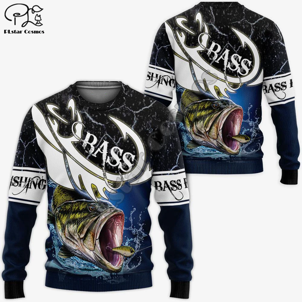 PLstar Cosmos Bass Fishing Fashion Men's/Women Sweatshirt Funny Animal 3D Print Hoodies  Harajuku Jacket outdoor Casual Style-8