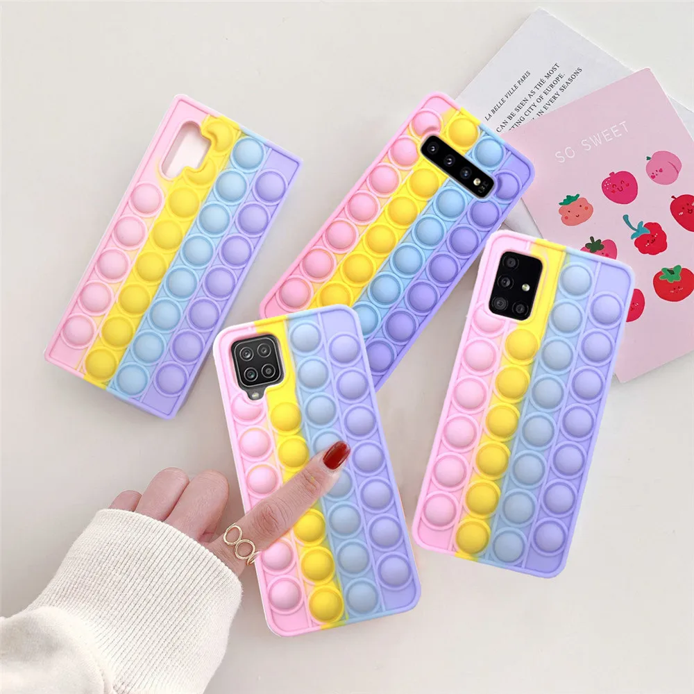 samsung silicone A32 A12 A11 A21 Push Bubble Pop Fidget Toy Phone Case Soft Cover for Samsung S10 Plus S20 A70 A50 A51 A71 A31 Stress Reliver Toy samsung cute phone cover